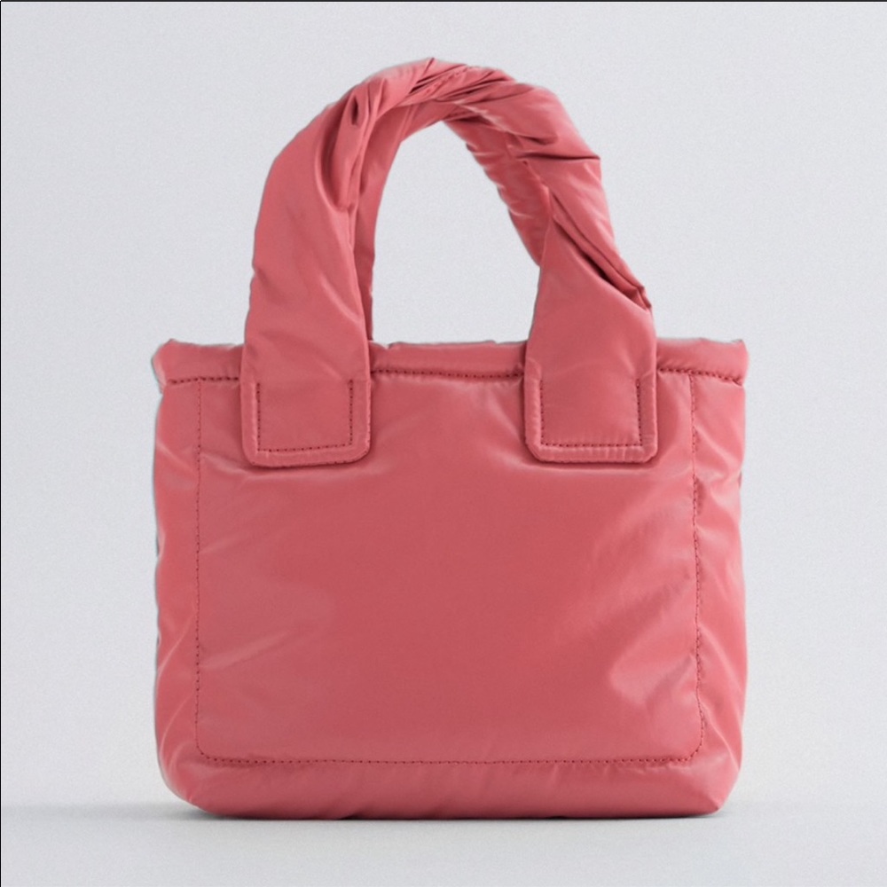 Zara Mini Quilted Tote Bag Pink New with Tags